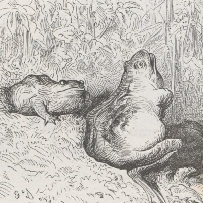  La grenouille qui se veut faire… (Fables de La Fontaine, Hachette, 1867) - Doré