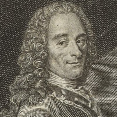 Portrait frontisipice de Voltaire (Voltaire, Romans et contes, 1778) - Monnet