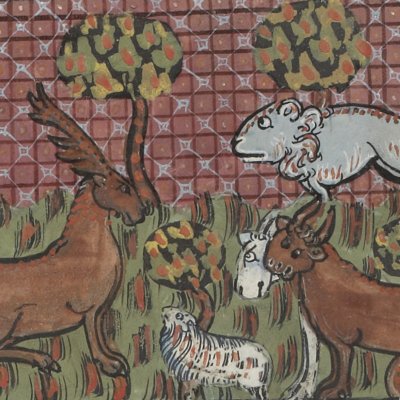 Lion, taureau & cerf autour d’une brebis (Isopet FR15213) - R. de Montbaston