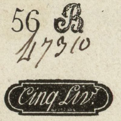 Assignat de 5 livres créé le 1er novembre 1791