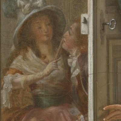 Jeune fille écoutant la conversation de deux amants - Michel Garnier