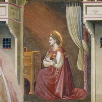 Annonciation sous le trône de dieu : Marie - Giotto