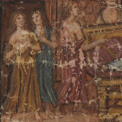 Mort de Didon sur le bûcher (Énéide 4, Vaticanus Vat.Lat.3225, f41)