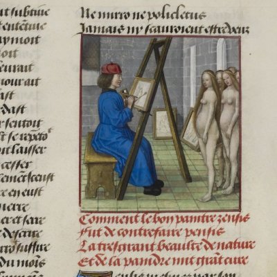 La chimère de Zeuxis (Roman de la rose, Londres Harley 4425, F142)