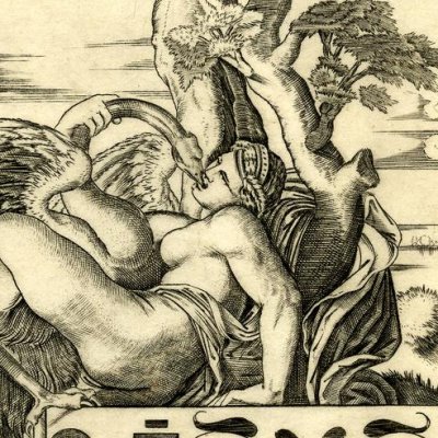 Jupiter, changé en cygne, et Léda - Agostino Veneziano