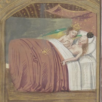 Jupiter dans le lit de Danaé (Ovide moralisé en prose, Bnf Fr137)