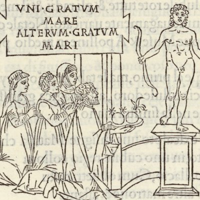 Présentation des œufs au temple d’Apollon (Hypnerotomachia 1499, p. 164)