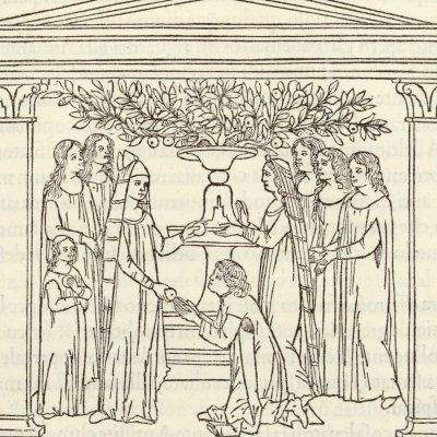 Fumée changée en fruitier sur l’autel (Hypnerotomachia 1499, p. 234)