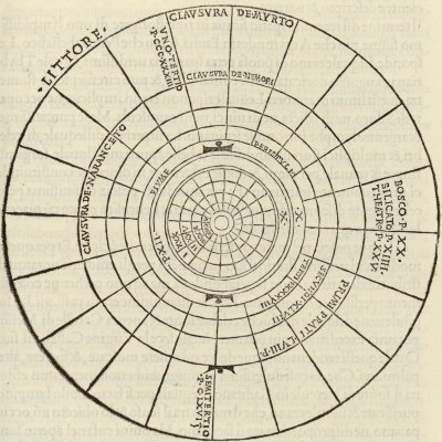 Carte de l’île de Cythérée (Hypnerotomachia 1499, p. 311)