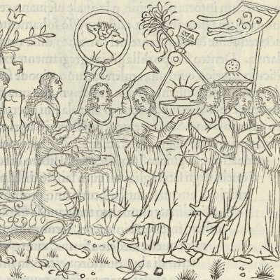 Triomphe de Cupidon à Cythérée (Hypnerotomachia 1499, p. 346-347)