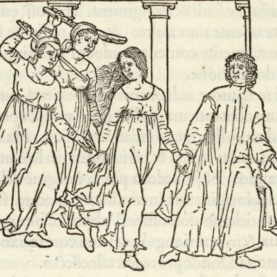 Les amants chassés du temple (Hypnerotomachia 1499, p. 423)
