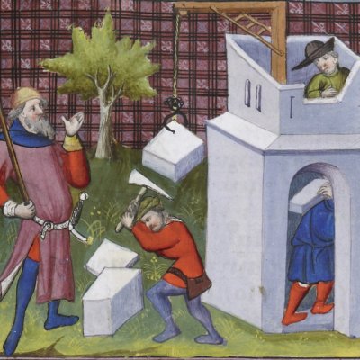 Nimrod fait construire la tour de Babel (Cité de Dieu, Fr172, fol. 117v)