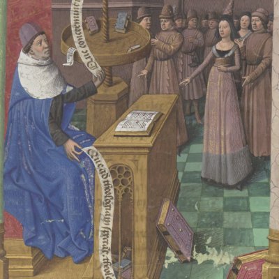 Raoul de Presles enseignant (Cité de Dieu, Fr19, fol. 1)