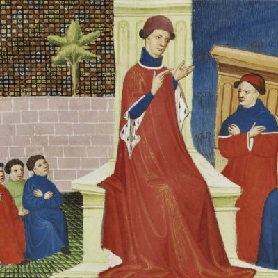 Augustin enseignant la théologie (Cité de Dieu 1-10, Str. 0522, F146v)