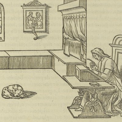 Poliphile écrit une lettre à Polia (Songe de Poliphile, 1546, F151) - J. Goujon
