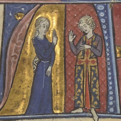 Thibaud et Beauté (Roman de la poire, Bnf Fr2186 26r)