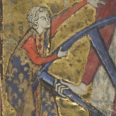 Les amants sur la roue de Fortune (Roman de la poire, Bnf Fr2186 2v)