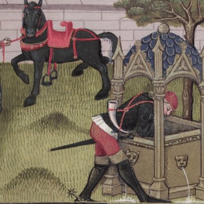 Histoire de Narcisse (Roman de la rose, Oxford, Ms Douce 195, F12)