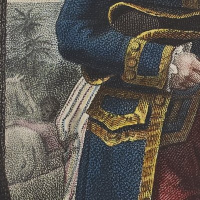 Arrivée de M. de la Bourdonnais (Paul et Virginie, 1806, version couleur)
