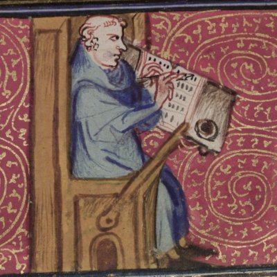 Début de la suite par J. de Meun (Roman de la rose, Oxford Selden Supra 57 F28v)
