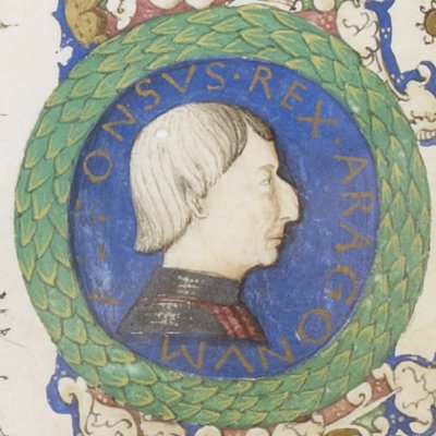 Alfonse d’Aragon, commanditaire de l’ouvrage (Sénèque Bnf Latin 17842)