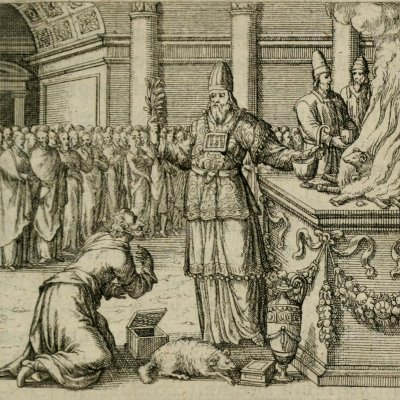 Expiation du parjure par un sacrifice (Boissard, Th. vitæ humanæ) - Th. De Bry