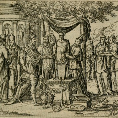 Le roi Asa et le prophète Anani (Boissard, Theatrum vitae humanae) - Th. De Bry