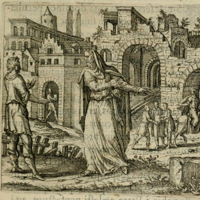 Giezi serviteur d’Élisée (Boissard, Theatrum vitae humanae) - Th. de Bry