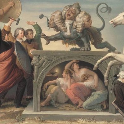 Lutte des savants & artistes contre la chimère du temps des perruques - Kaulbach