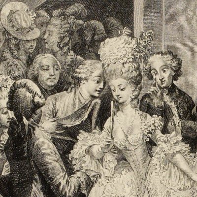 La sortie de l'opéra (Histoire des modes & du costume…) - Malbeste d'après Moreau le jeune
