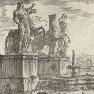 La place du Monte Cavallo, aujourd'hui place du Quirinal (Vedute di Roma) - Piranèse