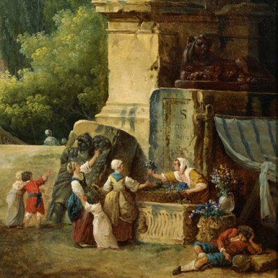 Vue imaginaire de Rome avec le dompteur de chevaux du Monte Cavallo - Robert