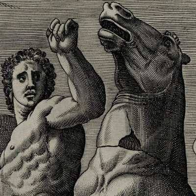 Les Dioscures de Monte Cavallo (Speculum Romanæ Magnificentiæ, pl. 120) - Duchetti d'après Lafreri