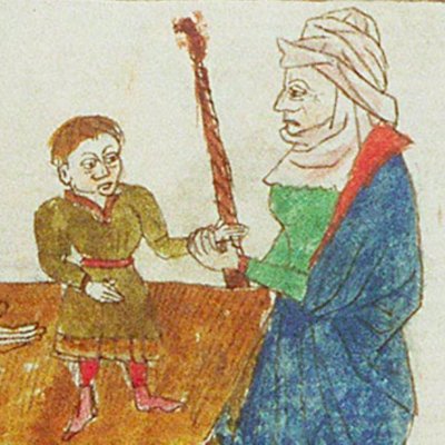 Hannah présente Samuel au Temple à Silo (Speculum humanæ salvationis, KB 10 B 34, F11rb)