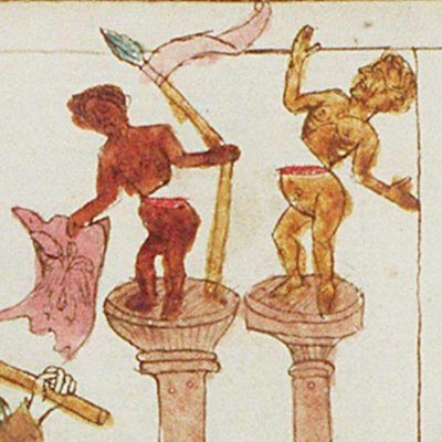 Fuite en Égypte. Chute des idoles (Speculum humanæ salvationis, KB 10 B 34, F11va)
