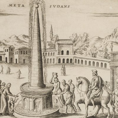 Meta Sudans, la fontaine du Colisée (Antiquae Urbis splendor) - Giacomo Lauro