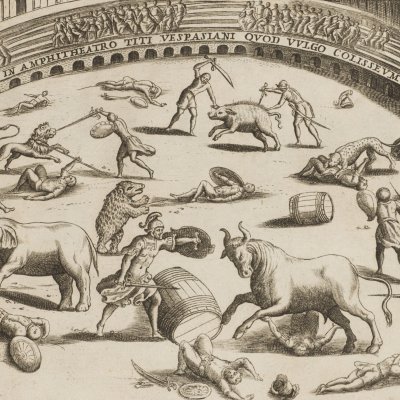 Combats de gladiateurs dans le colisée (Antiquae Urbis splendor) - Giacomo Lauro