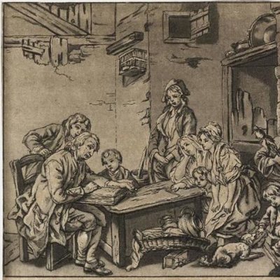 Le père de famille (d’après La lecture de la Bible) - gravé d’après Greuze
