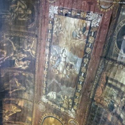 Plafond de la chapelle des Pénitents noirs, St Geniez d’Olt - Grandon