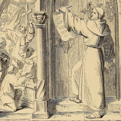 Les 95 thèses placardées (The life of Martin Luther, 1853, frontispice) - G. König