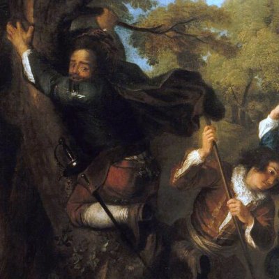 Sancho's cowardice while hunting (The story of Don Quixote) - Coypel