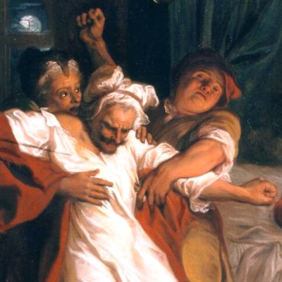 Combat contre des outres (Histoire de Don Quichotte) - Coypel