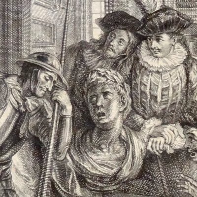 Consultation de la tête enchantée (Don Quichotte, Coypel) - Joullain