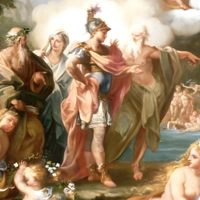 Énée guidé par son père aux Champs Élysées - Sebastiano Conca