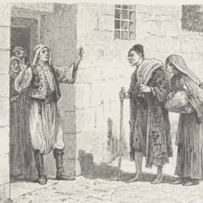 Paquette et Giroflée à la porte de Candide (Candide, 1893) - Adrien Moreau