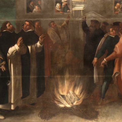 Dispute de saint Dominique avec les Albigeois (miracle de Fanjeaux) - B. Cárdenas