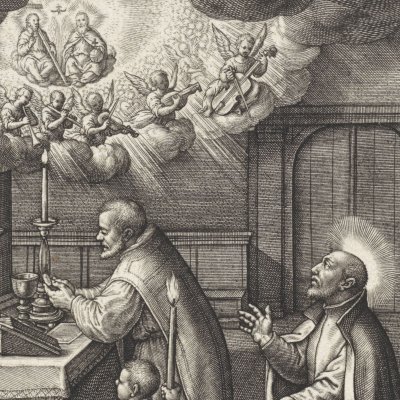 Ignace de Loyola : vision de Jésus & des chœurs célestes - Hieronymus Wierix