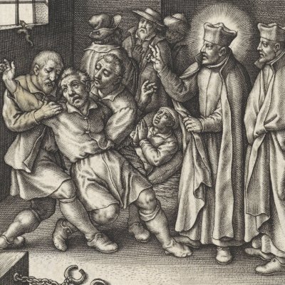 Ignace de Loyola exorcise les possédés d’un signe de croix - Hieronymus Wierix