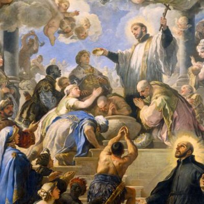 François Xavier baptisant des prosélytes avec François Borgia - Luca Giordano