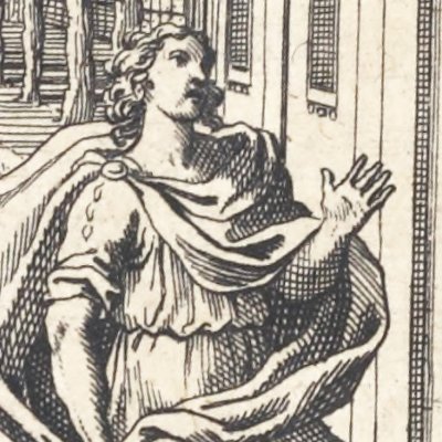 Vindicius épie les conjurés chez un parent de Brutus (Clélie 6, 1656) - Chauveau